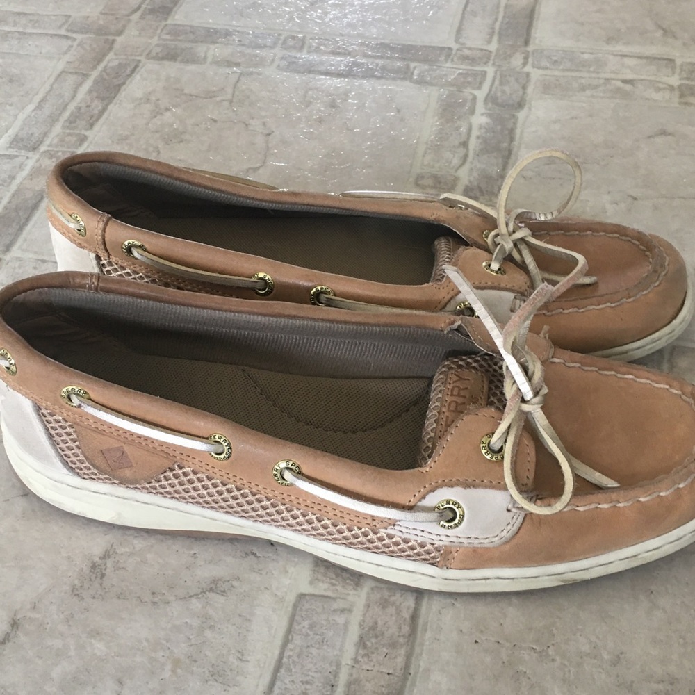 Sperry Angelfish Linen Gold Boat Shoes